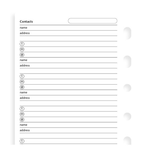 Náplň Adresář FILOFAX -  vel. kapesní 210201
