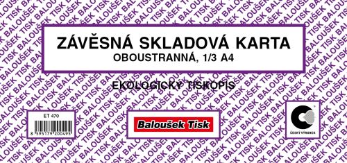 Závěsná skladová karta malá, oboustranný, ekologický ET470