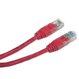 Síťový LAN kabel UTP patchcord, Cat.5e, RJ45 samec - RJ45 samec, 5 m, nestíněný, červený