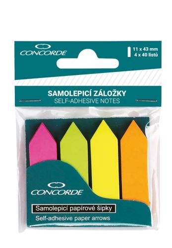 Záložky samolepící CONCORDE -šipky,neon 4x40l   A0971