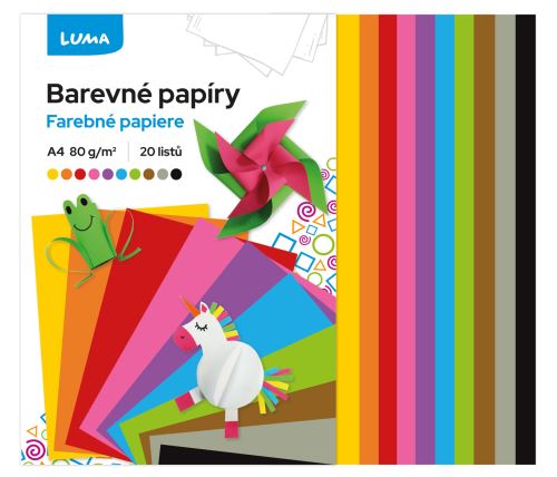 Papír barevný LUMA - A4, složka 20l