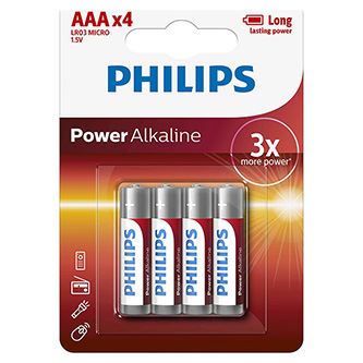 Baterie alkalická AAA, PHILIPS, 4-pack