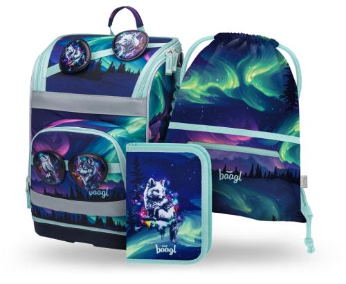 Školní set 3 BAAGL - Zippy Plus - Aurora - aktovka, penál, sáček   A-36029