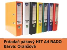 Pořadač pákový HIT A4, KV8R PP Plus, oranžový, RADO, 7,5cm, 355.09