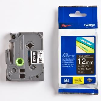 Páska BROTHER TZE-335, bílý tisk/černý podklad 12mmx8m, laminovaná