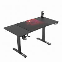 Herní stůl ULTRADESK LEVEL V2 RED - 140x68cm, 72-117cm, elektricky nastavitelná výška (5)