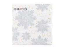 Ubrousky Snowflakes - silver - 20ks - 33x33cm   43132