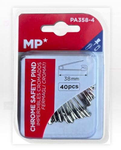 Špendlíky zavírací 38mm 40ks MP PA358-4 blistr