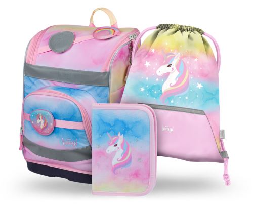 Školní set Zippy plus Rainbow Unicorn: aktovka, penál, sáček   A-34950