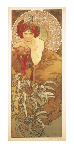 Pohlednice  Alfons Mucha-Emerald-dlouhý A-9692