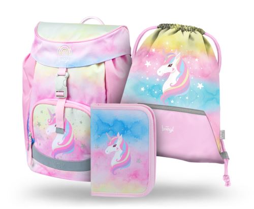 Školní set 3 BAAGL - Airy Rainbow Unicorn - aktovka, penál, sáček   A-33161