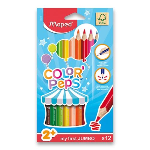 Pastelky Maped Color'Peps Jumbo - 12 barev, trojhranné  0086/9834010