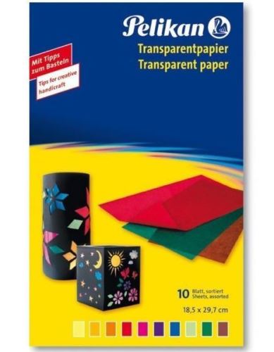 Papíry barevné PELIKAN - transparentní 18x30cm /10barev /10listů           00137943 (31502)