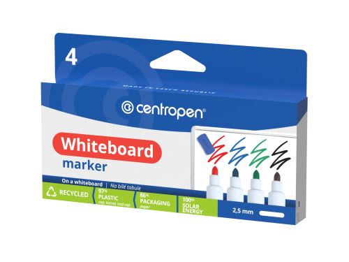Značkovač WHITE BOARD MARKER 8559/4, KK sada, 2,5mm, válcový hrot, stíratelný, CENTROPEN