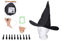 Karneval set - čarodějnice (nos, brada, prsty, klobouk a zuby)    W027545