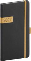 Diář týdenní - Twill 2027 - kapesní - černo-zlatý - 9 x 15,5 cm   PGD-KAPTW-7001