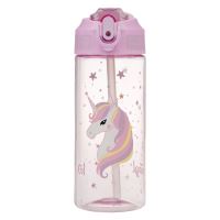 Láhev tritanová BAAGL na pití s brčkem - Rainbow Unicorn, 500 ml   A-35414 (1)
