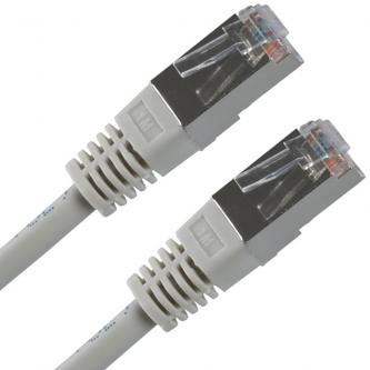 Síťový LAN kabel FTP patchcord, Cat.5e, RJ45 samec - RJ45 samec, 10 m, stíněný, šedý
