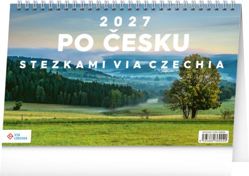 Kalendář stolní - Po Česku stezkami Via Czechia 2027 - 23,1 x 14,5 cm   PGS-36904