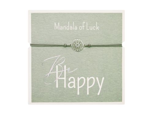 Náramek Be Happy - mandala štěstí, stříbrný (1)