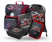 Školní set Ergo Hasiči II -aktovka, sáček na obuv, peněženka, penál, box na sešity A-32068