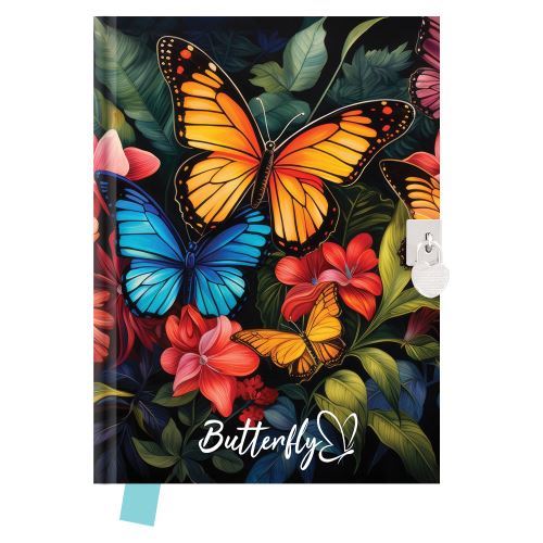 Památník se zámkem 14x18cm, 80l, čistý  Butterfly   4750 H24