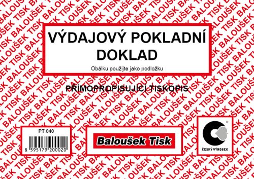 Výdajový pokladní doklad A6 propisující PT040