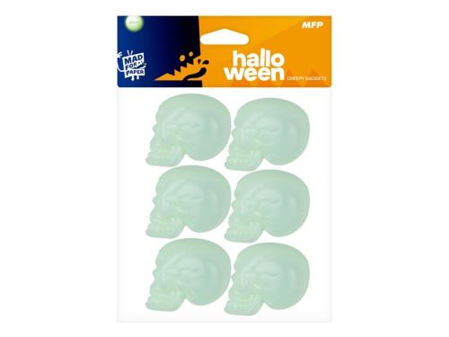Lebka svítící Halloween - 5cm - 6ks   1042945 (1)
