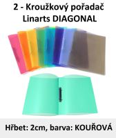 Pořadač 2kroužkový LINARTS Diagonal A5, kouřový, PP, 2cm, 5207KR