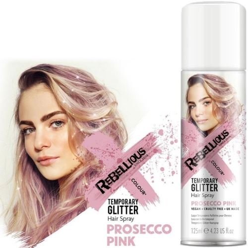 Lak na vlasy barevný s glitry 125 ml - Růžový "Prosecco Pink"