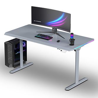Herní stůl ULTRADESK QUEST - 140x70cm, 72-120cm, šedá-šedá