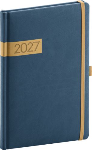 Diář týdenní - Twill 2027 - modro-zlatý - 15 x 21 cm   PGD-TA5TW-7016