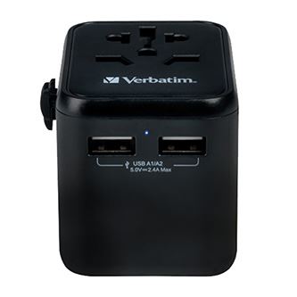 Cestovní adaptér univerzální Verbatim, World-to-World UTA-01 USB-A, černý, 12 W