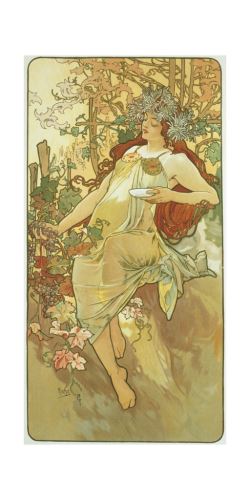 Pohlednice  Alfons Mucha-Autumn-dlouhý A9053