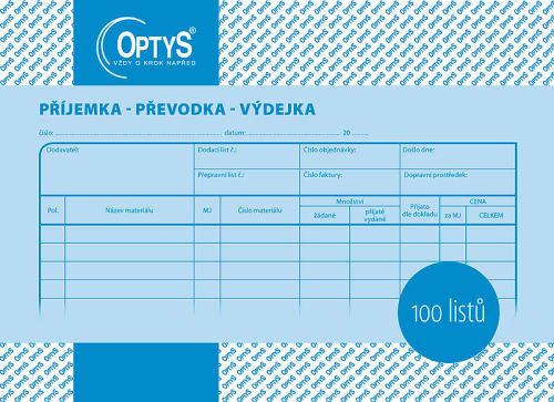 Příjemka, převodka, výdejka A5, 100 listů OP1042
