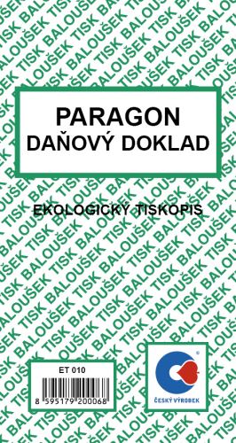 Paragon - daňový doklad, ekologický  ET010