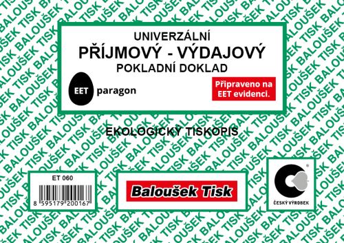 Univerzální pokladní doklad A6 ekologický ET060