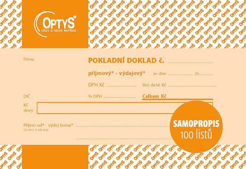 Univerzální pokladní doklad A6, samopropisovací, 100 listů OP10931