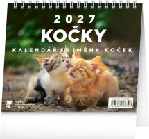 Kalendář stolní - Kočky – se jmény koček 2027 - 16,5 x 13 cm   PGS-36870