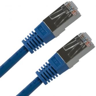 Síťový LAN kabel FTP patchcord, Cat.5e, RJ45 samec - RJ45 samec, 5 m, stíněný, modrý