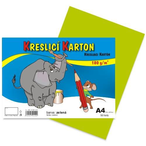 Kreslící karton A4/180g/50 zelená