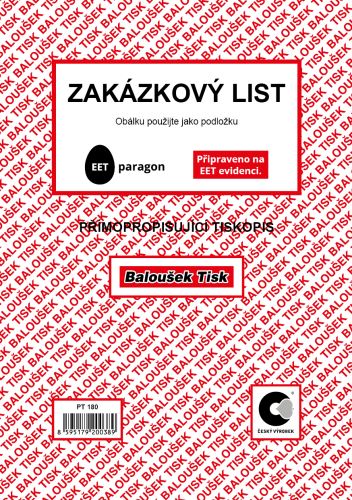 Zakázkový list A5 propisující PT180