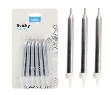 Svíčka LUMA METAL - 12ks, stříbrná (1)