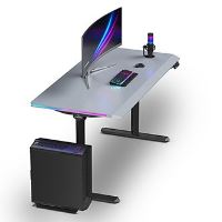 Herní stůl ULTRADESK QUEST- 140x70cm, 72-120cm, černá-šedá (28)