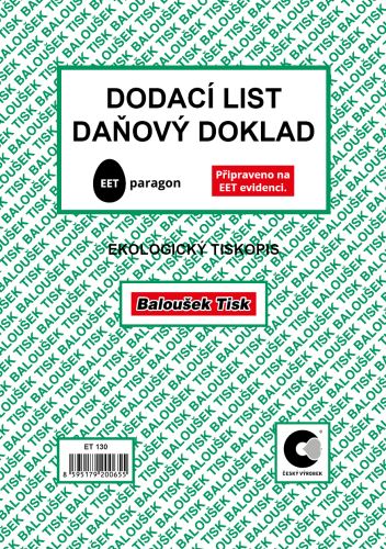 Dodací list - daňový doklad A5, ekologický ET130