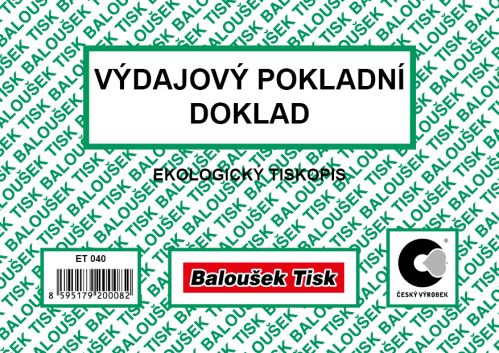 Výdajový pokladní doklad A6 ekologický ET040