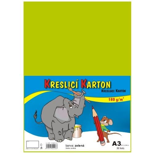 Kreslící karton A3/180g/50 sv.zelená
