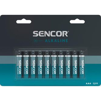 Baterie alkalická  AAA, 1.5V, Sencor, blistr, 10-pack