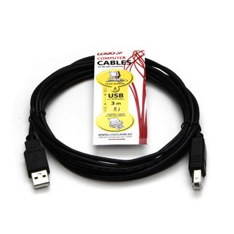 USB kabel LOGO (2.0), USB A samec - USB B samec, 3m, černý