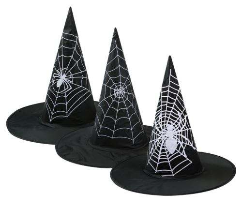 Halloween -Klobouk čarodějnický bílá pavučina LUMA mix
